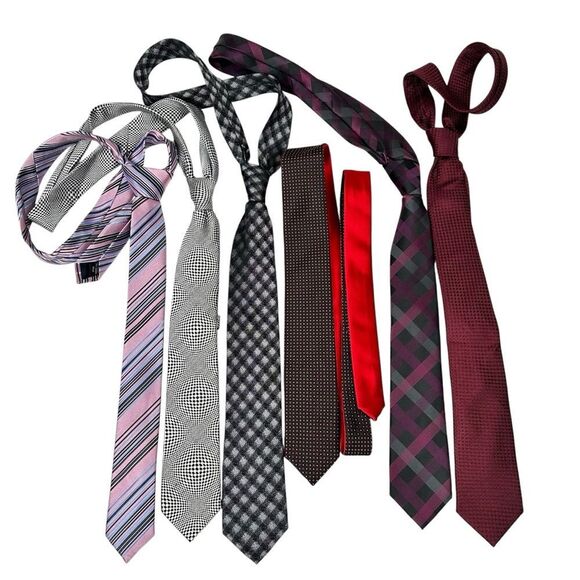 Lot of 6 Men’s Neck Ties Mixed Patterns Colors Business Formal Alfani Topman - Picture 1 of 3